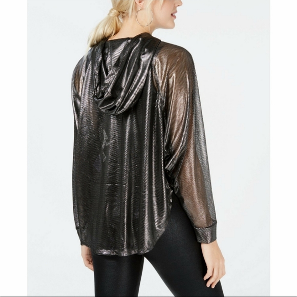 MaterialGirl Junior Metallic SemiSheer Windbreaker - Picture 2 of 2